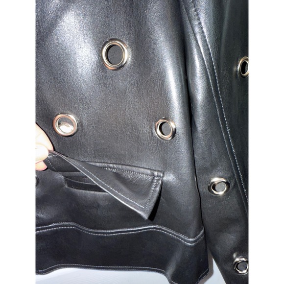 Cinq a Sept Harriet Jacket Black faux Leather Eyelet Moto Biker Size L MSRP 495 - Picture 6 of 9
